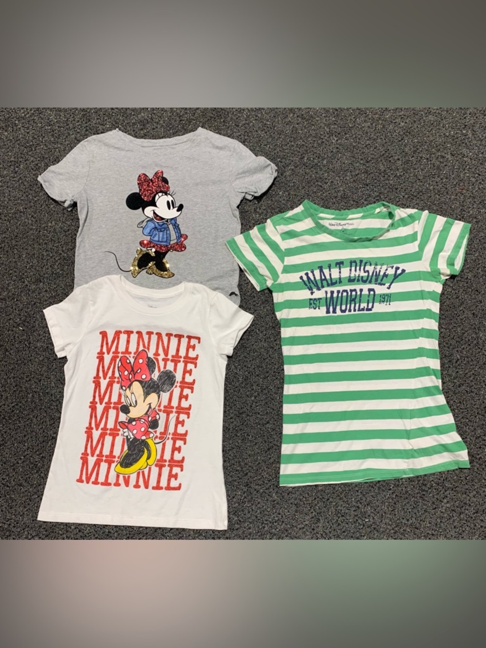 Bundle of girls medium (7/8) Minnie Mouse and striped Walt Disney World shirts